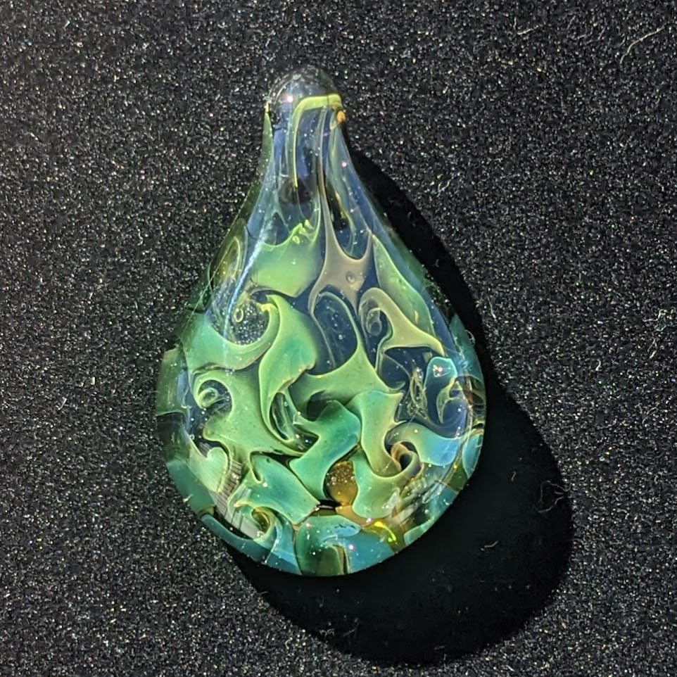 33mm Glass Pez Pendant 24k Gold & .999 Silver Fumed