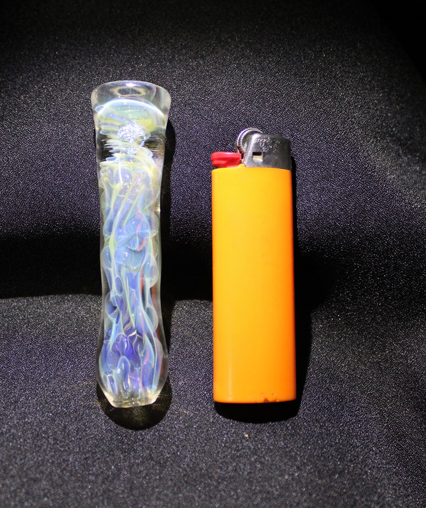 3.5 inch Glass Chillum, Dichroic Alien, Silver Fumed
