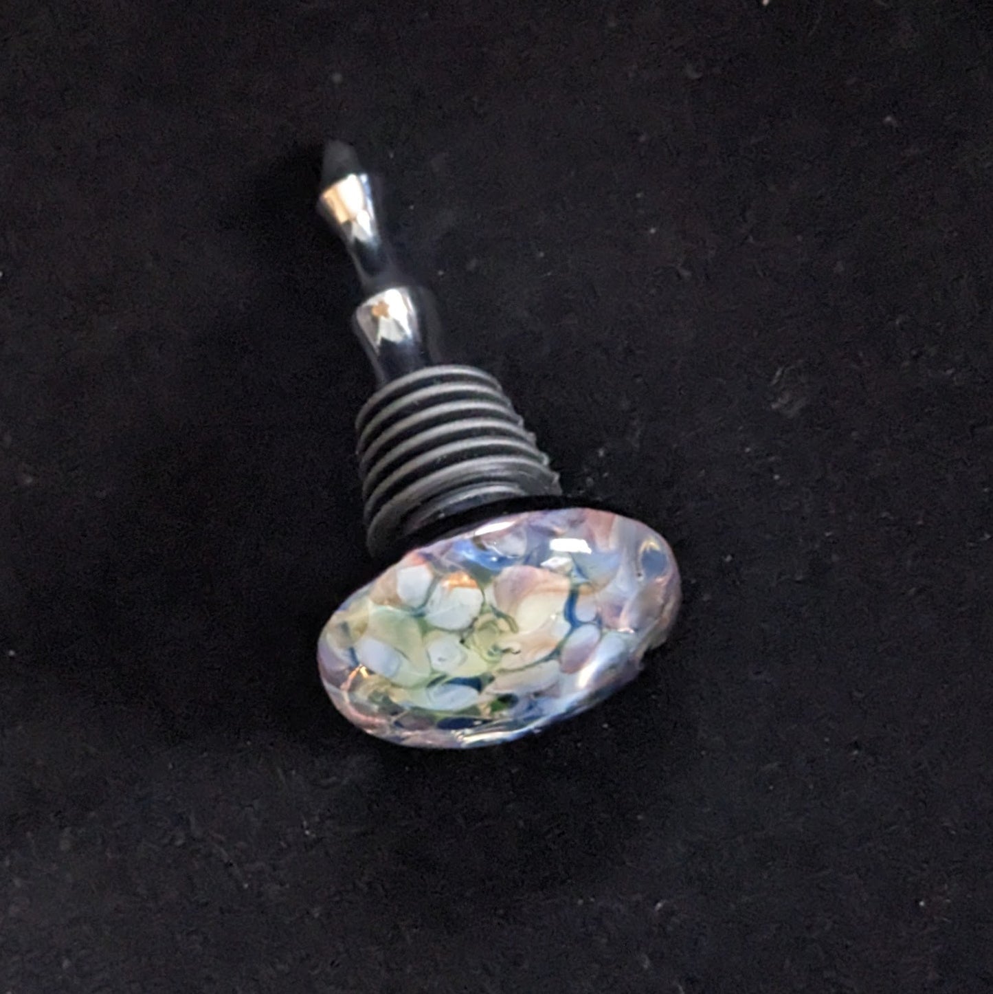 Glass Wine Stopper, Gold & Silver Fumed, 43mm Top