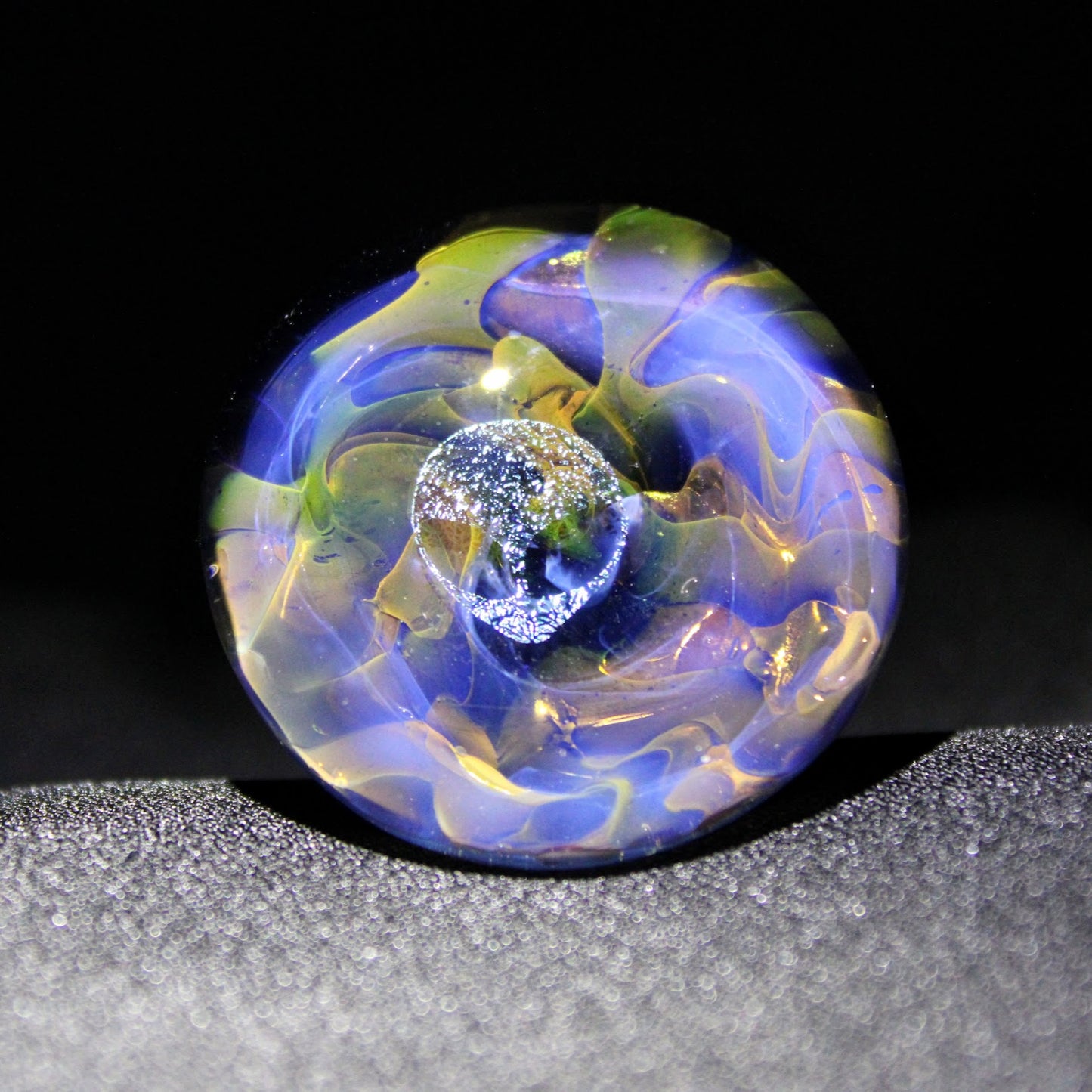 Glass Wine Stopper, Dichroic Alien, Gold & Silver Fumed , 43mm Top