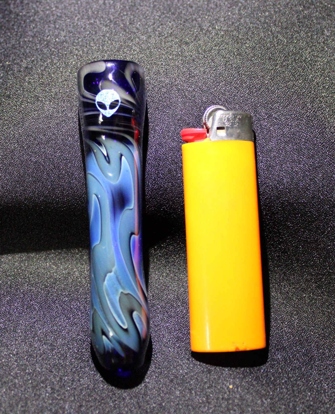 4 inch Glass Chillum, Dichroic Alien, Silver Fumed