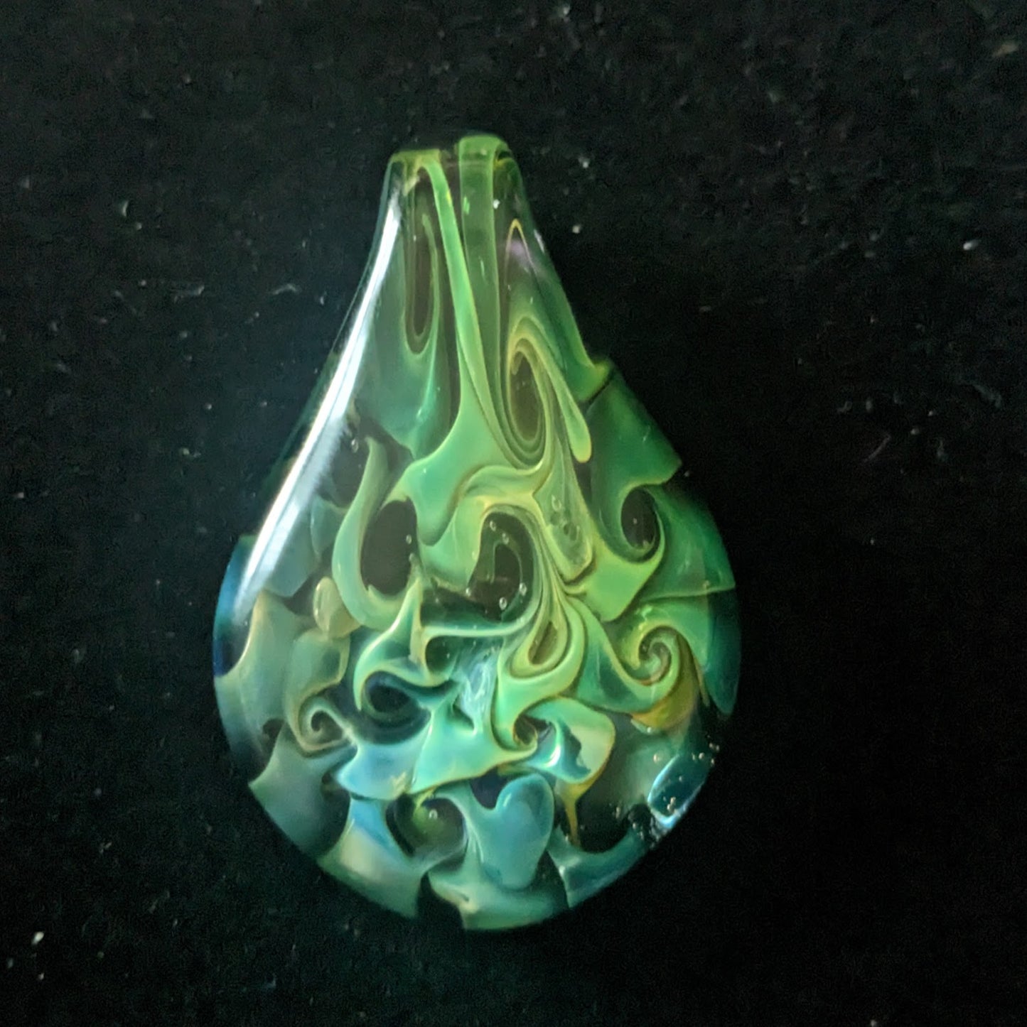 34mm Glass Pez Pendant 24k Gold & .999 Silver Fumed