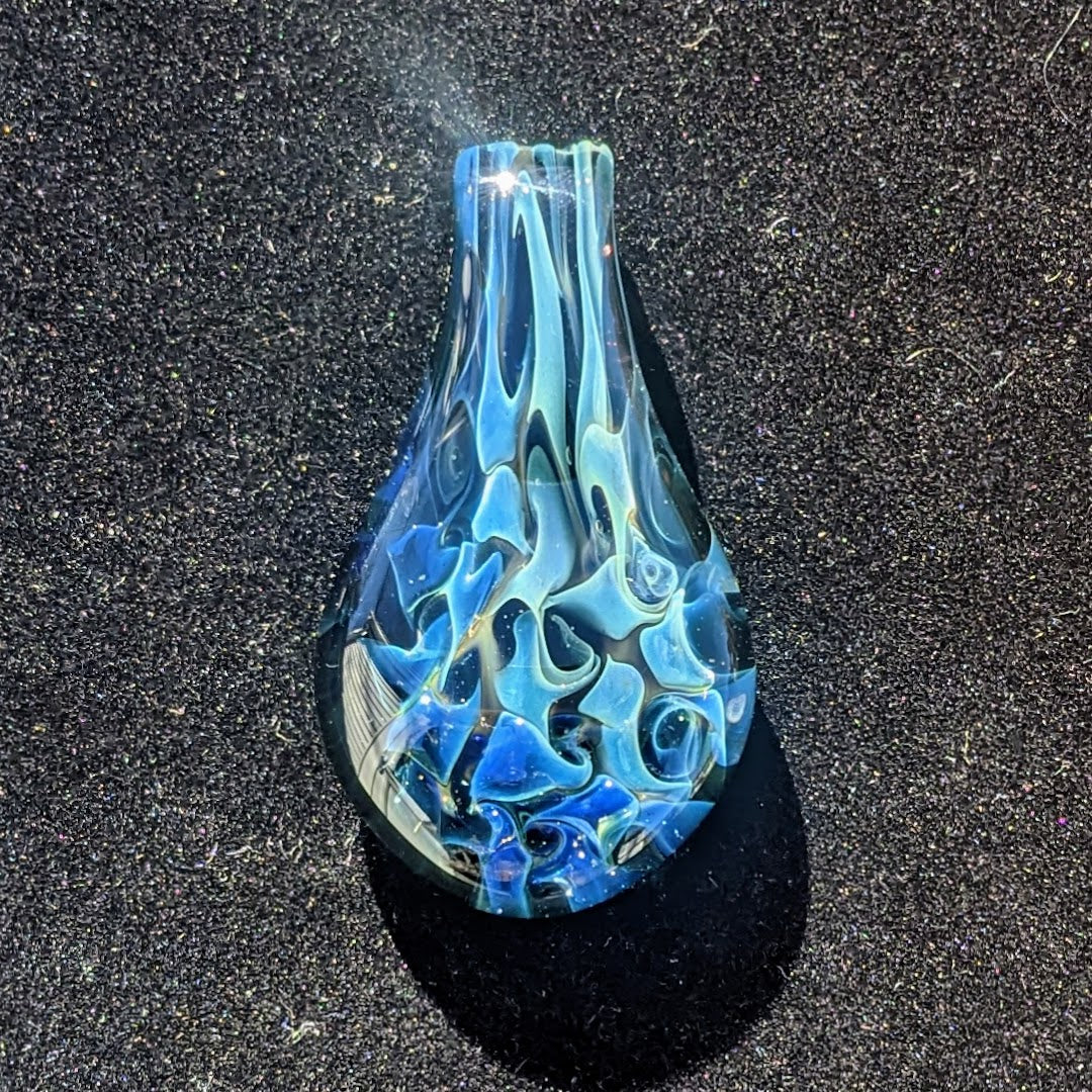 31mm Glass Pez Pendant .999 Silver Fumed