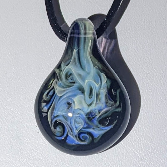 27mm Glass Pez Pendant, .999 Silver Fumed