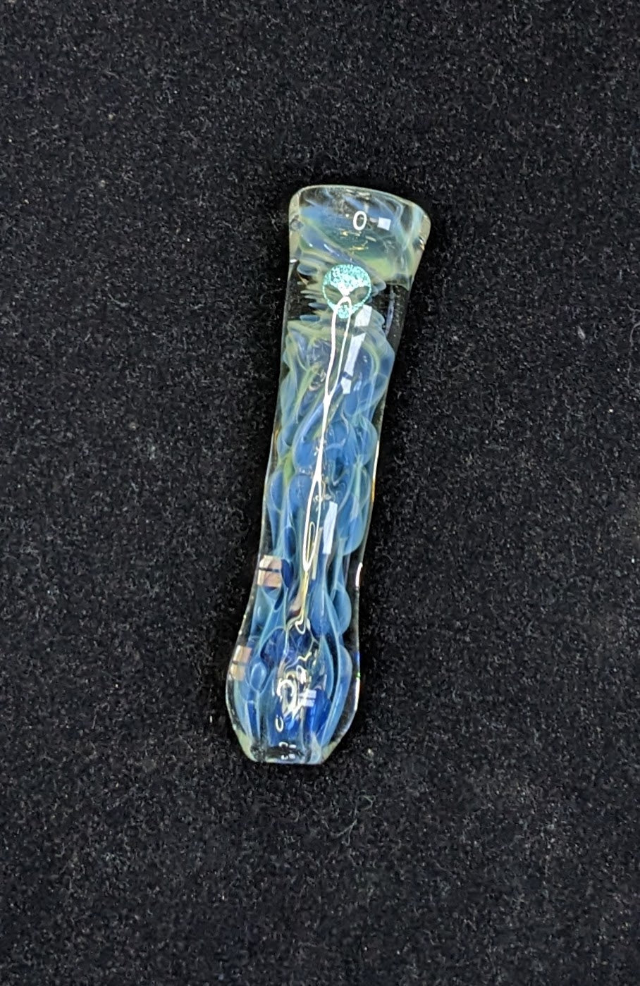 3.5 inch Glass Chillum, Dichroic Alien, Silver Fumed