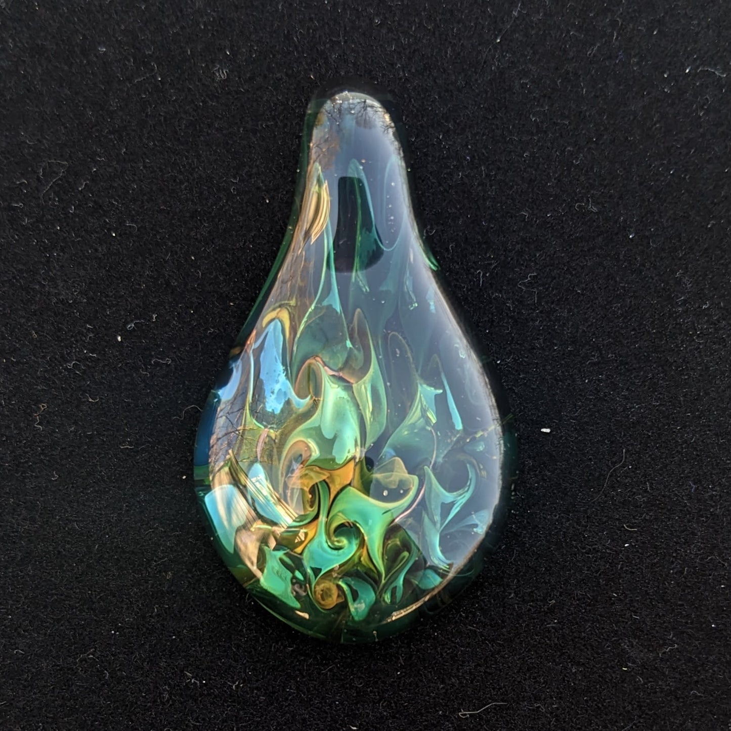 31mm Glass Pez Pendant 24k Gold & .999Silver Fumed