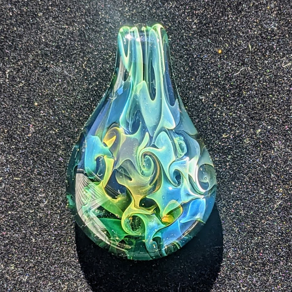 32mm Glass Pez Pendant 24k Gold & .999 Silver Fumed