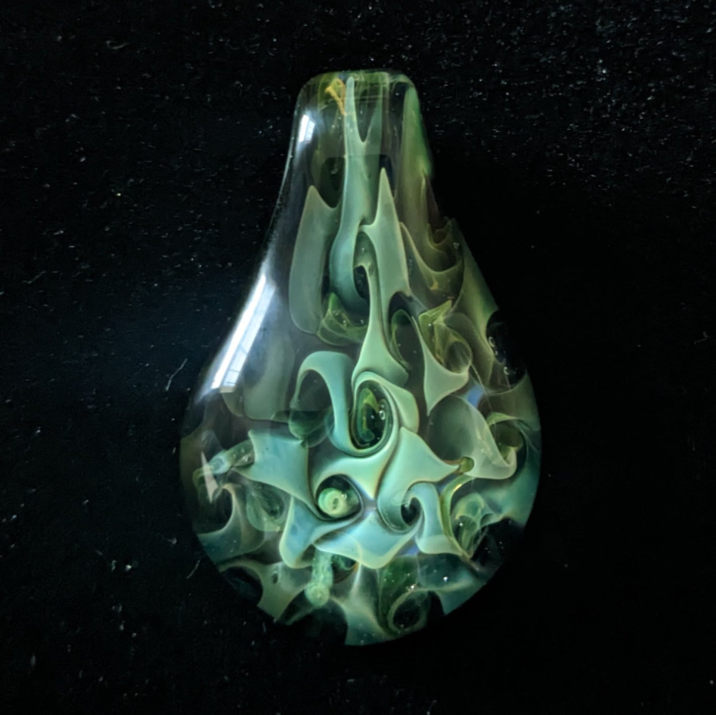 32mm Glass Pez Pendant 24k Gold & .999 Silver Fumed