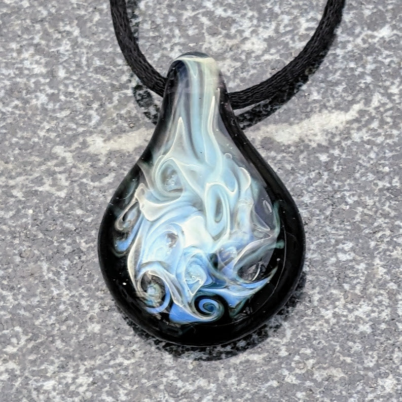 27mm Glass Pez Pendant, .999 Silver Fumed