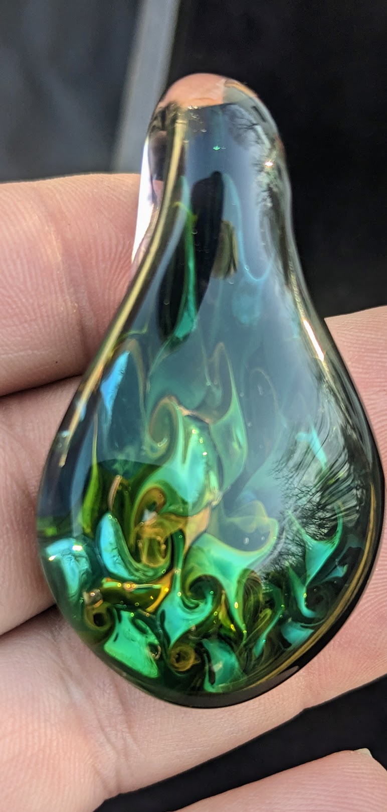 31mm Glass Pez Pendant 24k Gold & .999Silver Fumed