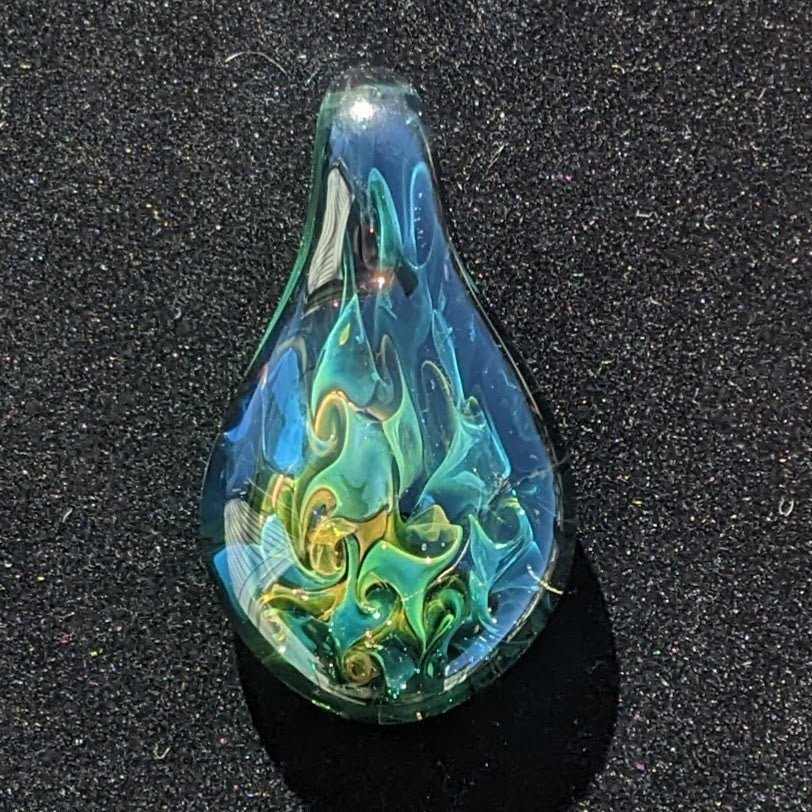 31mm Glass Pez Pendant 24k Gold & .999Silver Fumed