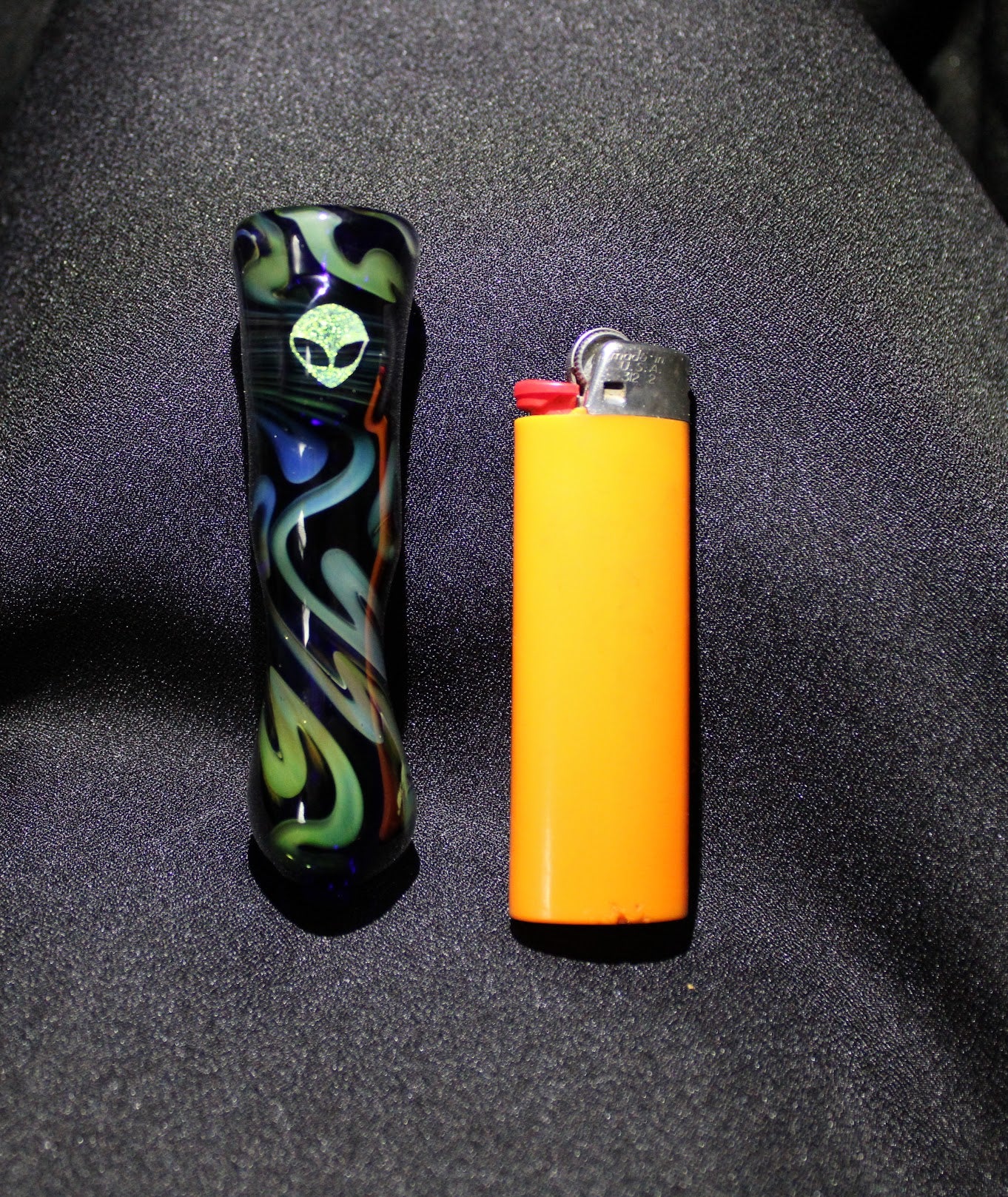 3.5 inch Glass Chillum, Dichroic Alien, Gold & Silver Fumed