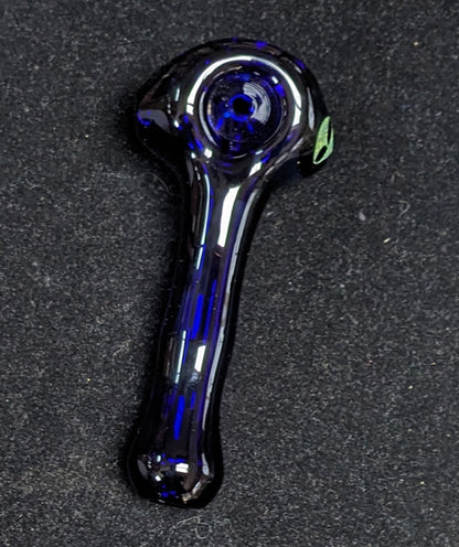 4.25 inch Glass Spoon, Brilliant Blue, Dichroic Alien