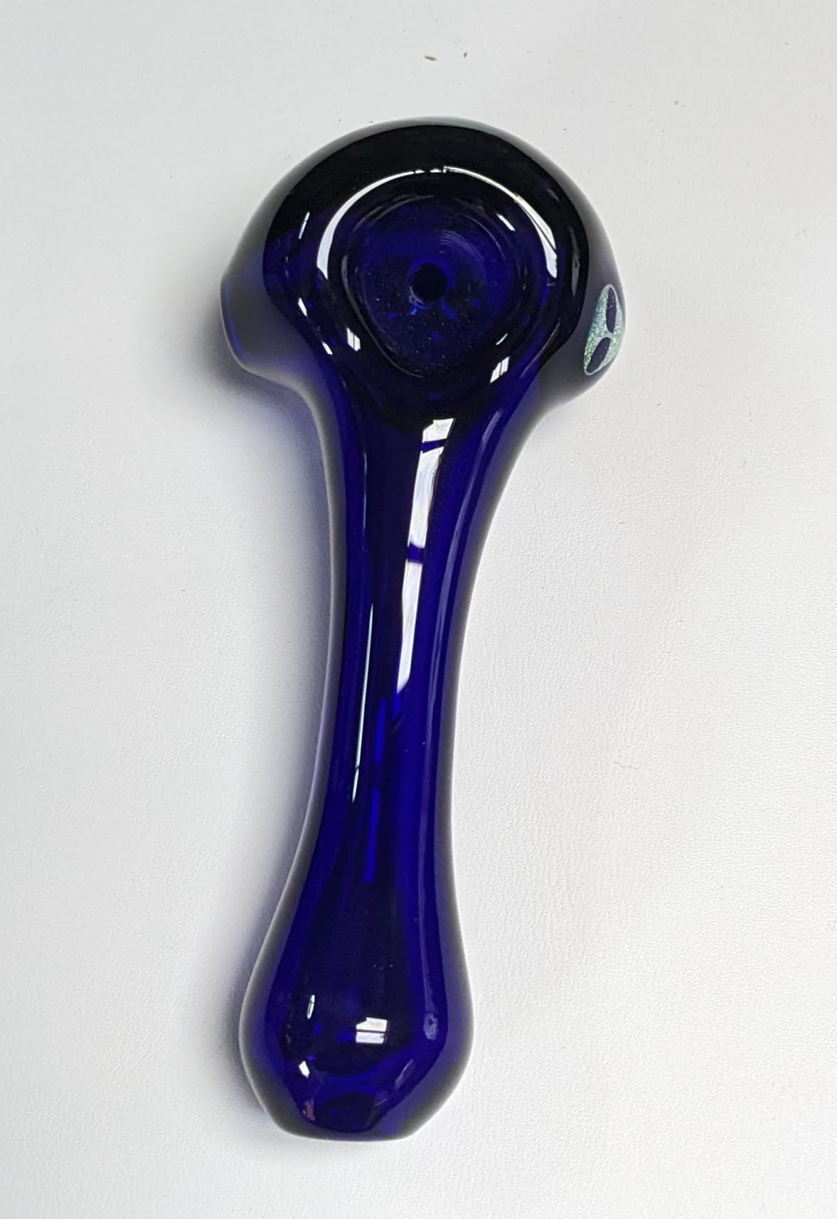 4.5 inch Glass Spoon, Brilliant Blue, Dichroic Alien