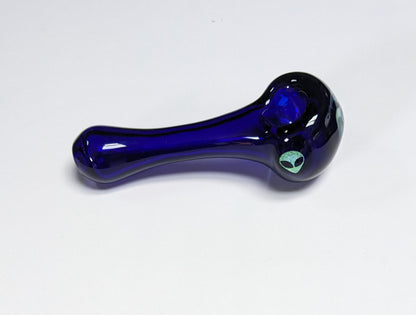 4.5 inch Glass Spoon, Brilliant Blue, Dichroic Alien