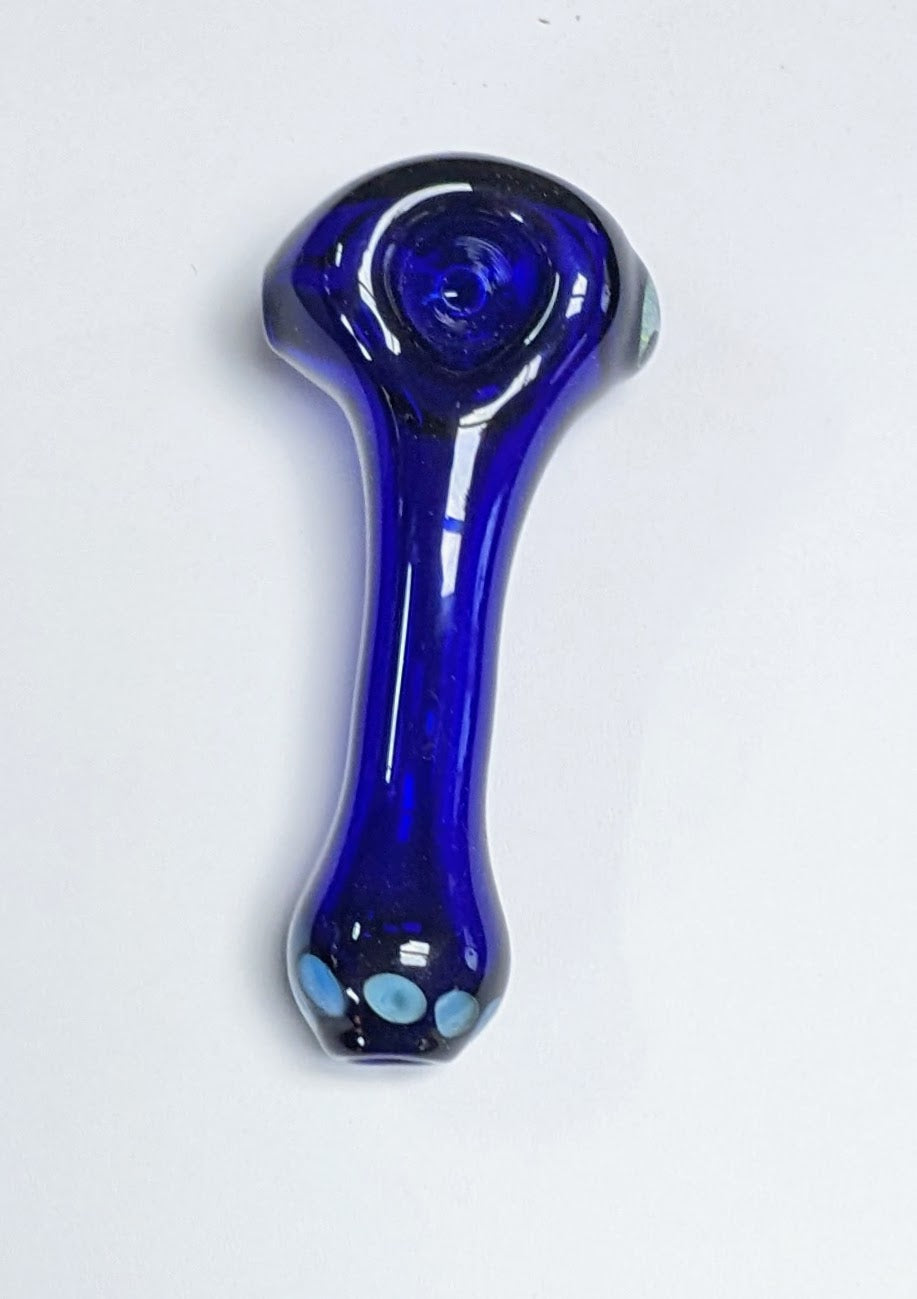 4.5 inch Glass Spoon, Brilliant Blue, Dichroic Alien