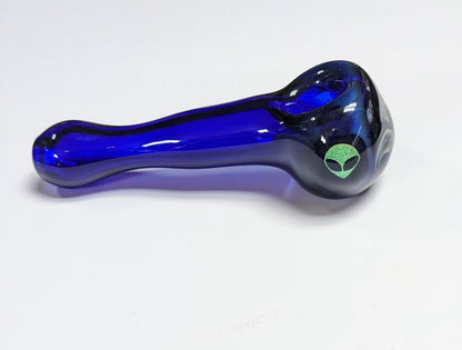 4.25 inch Glass Spoon, Brilliant Blue, Dichroic Alien