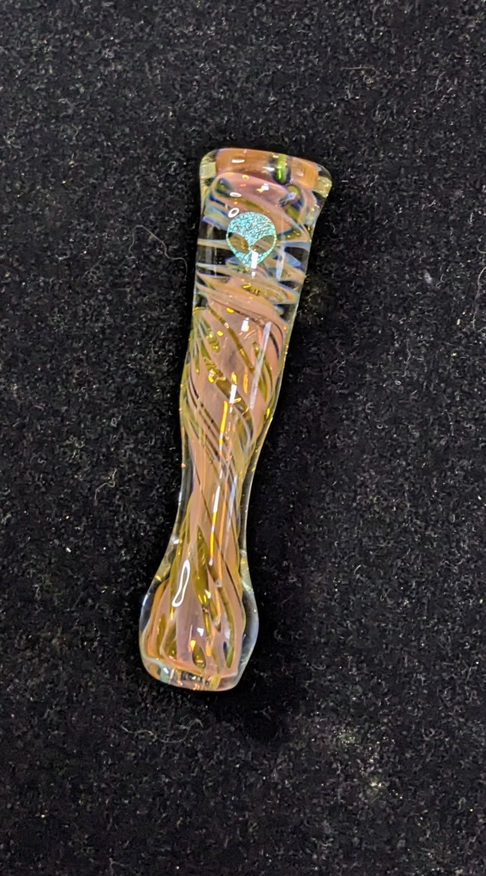 3.5 inch Glass Chillum, Dichroic Alien, Inside Gold & Silver Fumed