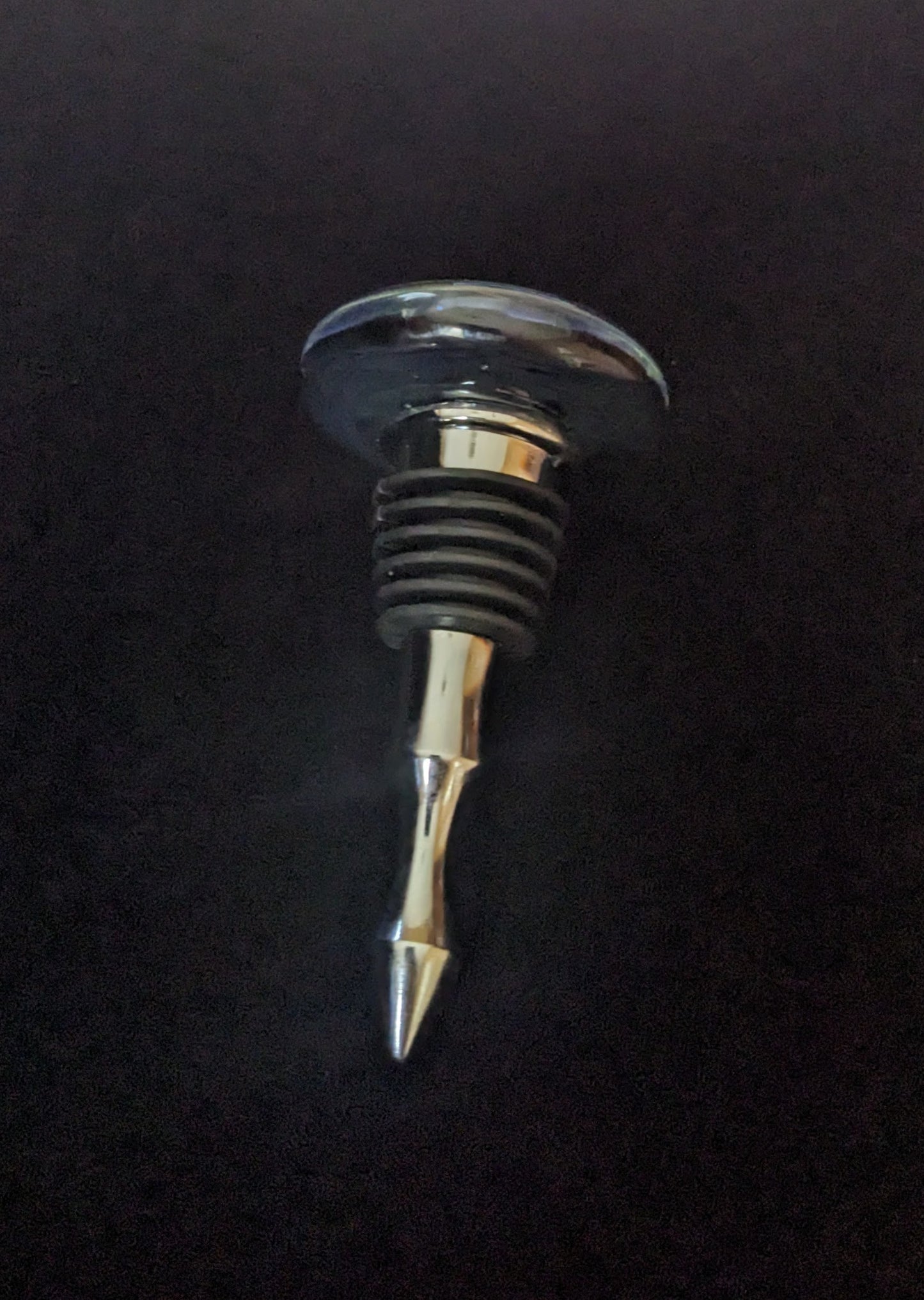 Glass Wine Stopper, Silver Fumed, 43mm Top