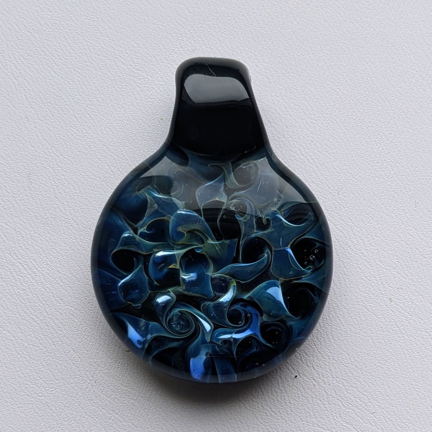 34.5 mm Glass Pez Pendant, .999Silver Fumed