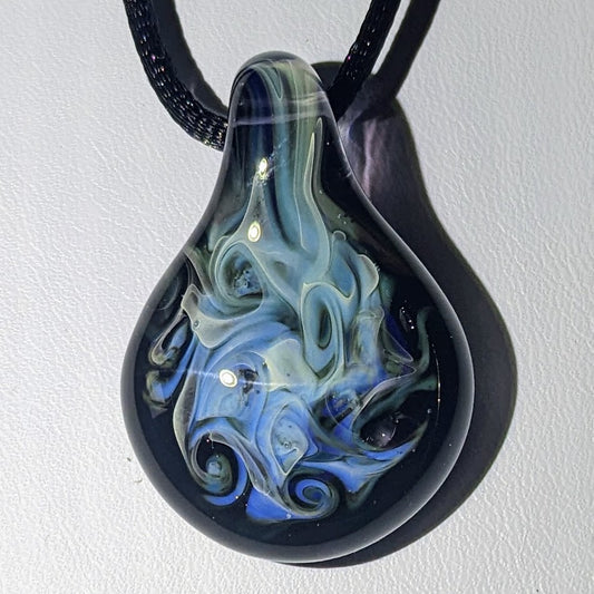 27mm Glass Pez Pendant, .999 Silver Fumed
