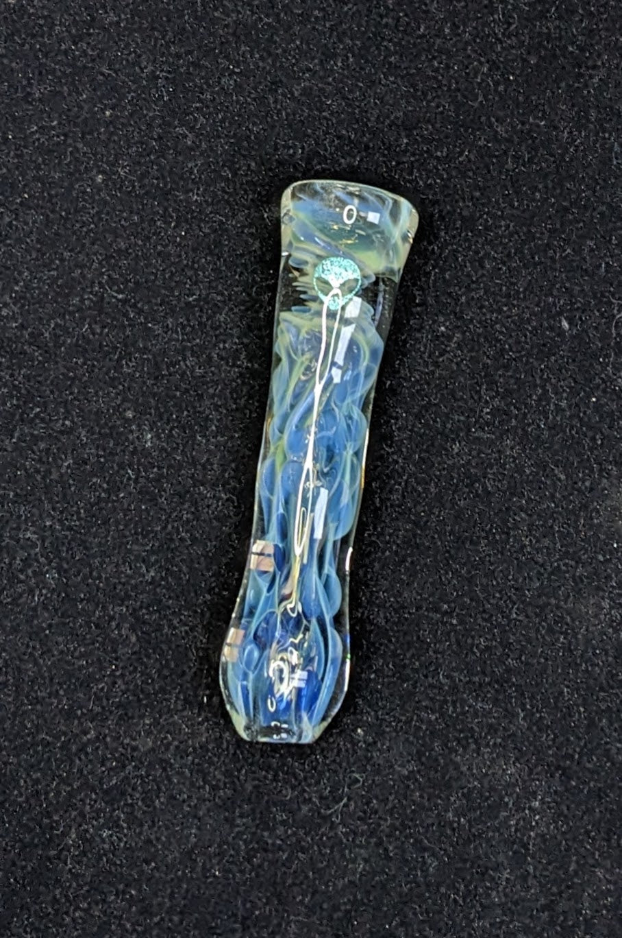 3.5 inch Glass Chillum, Dichroic Alien, Silver Fumed