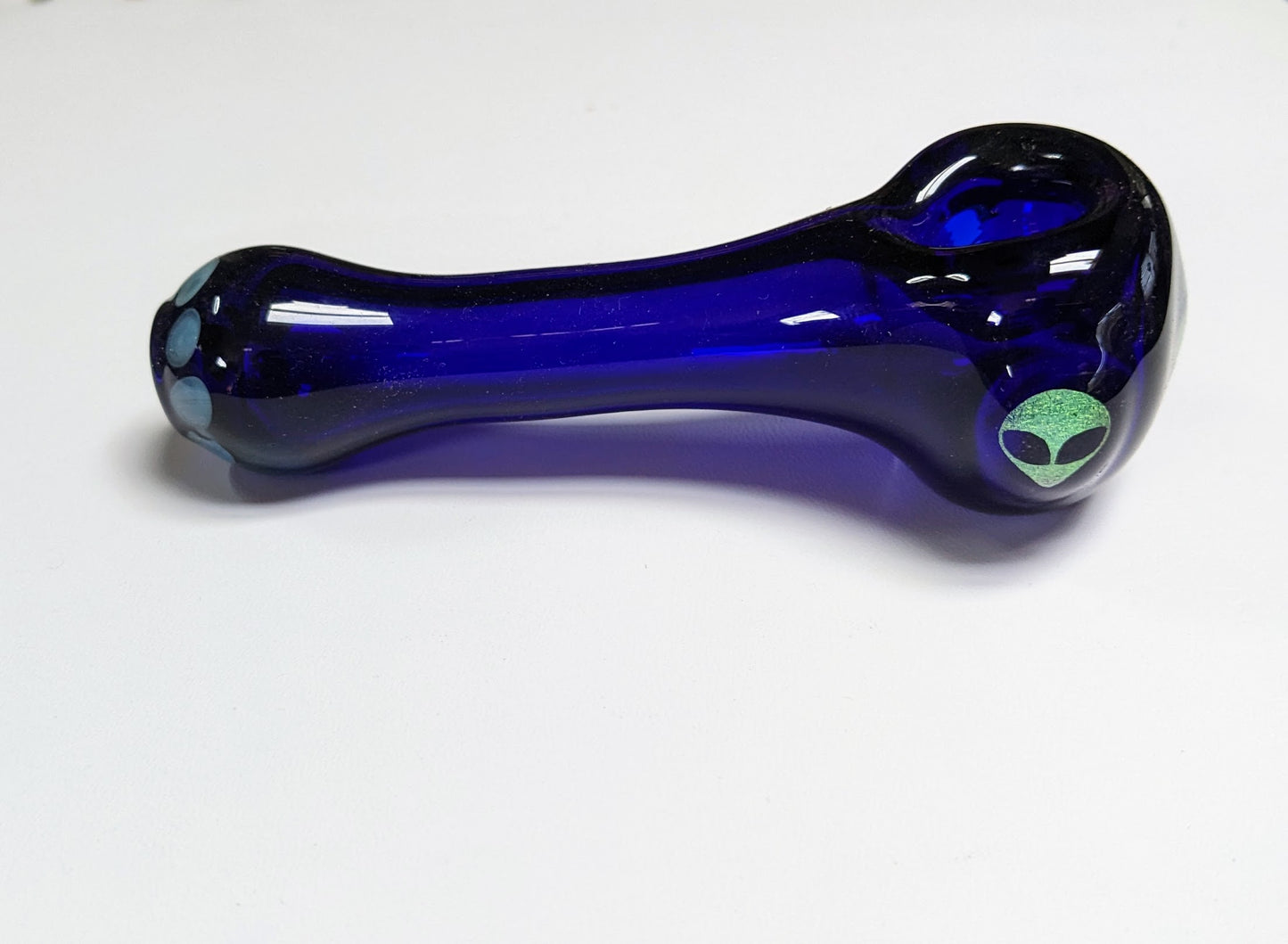 4.5 inch Glass Spoon, Brilliant Blue, Dichroic Alien