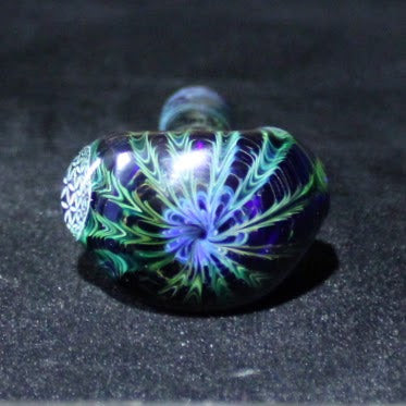 4.5 Inch,Glass Spoon, Sacred G Dichroic Symbol, Gold & Silver Fumed Rake Design