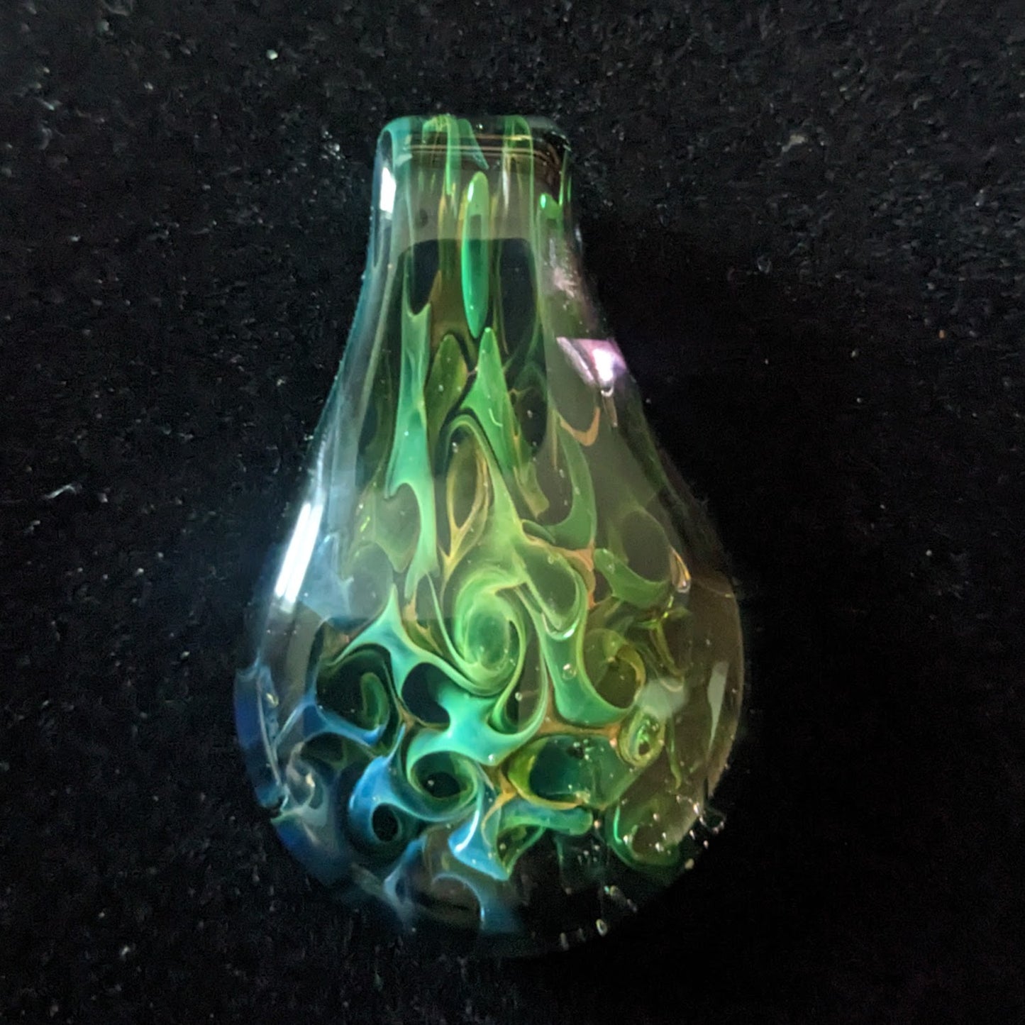 34mm Glass Pez Pendant  24k Gold & .999 Silver Fumed