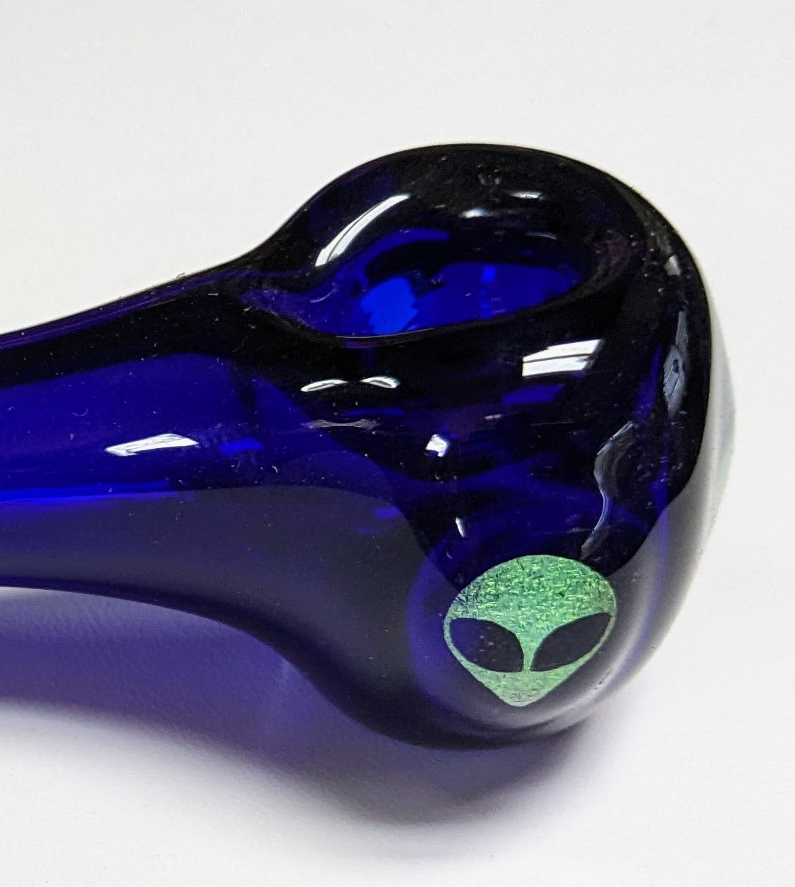 4.5 inch Glass Spoon, Brilliant Blue, Dichroic Alien