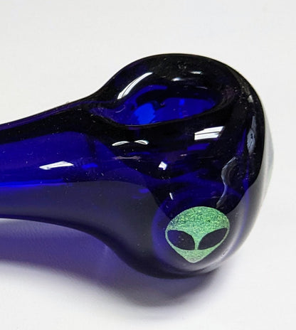 4.5 inch Glass Spoon, Brilliant Blue, Dichroic Alien