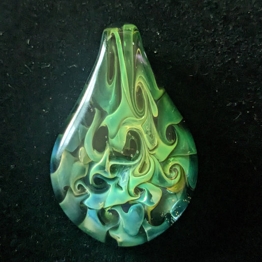 34mm Glass Pez Pendant 24k Gold & .999 Silver Fumed