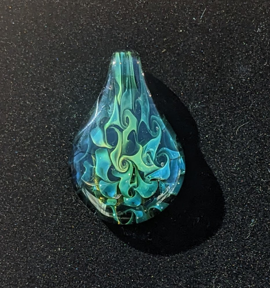 35mm Glass Pez Pendant 24k & .999 Silver Fumed