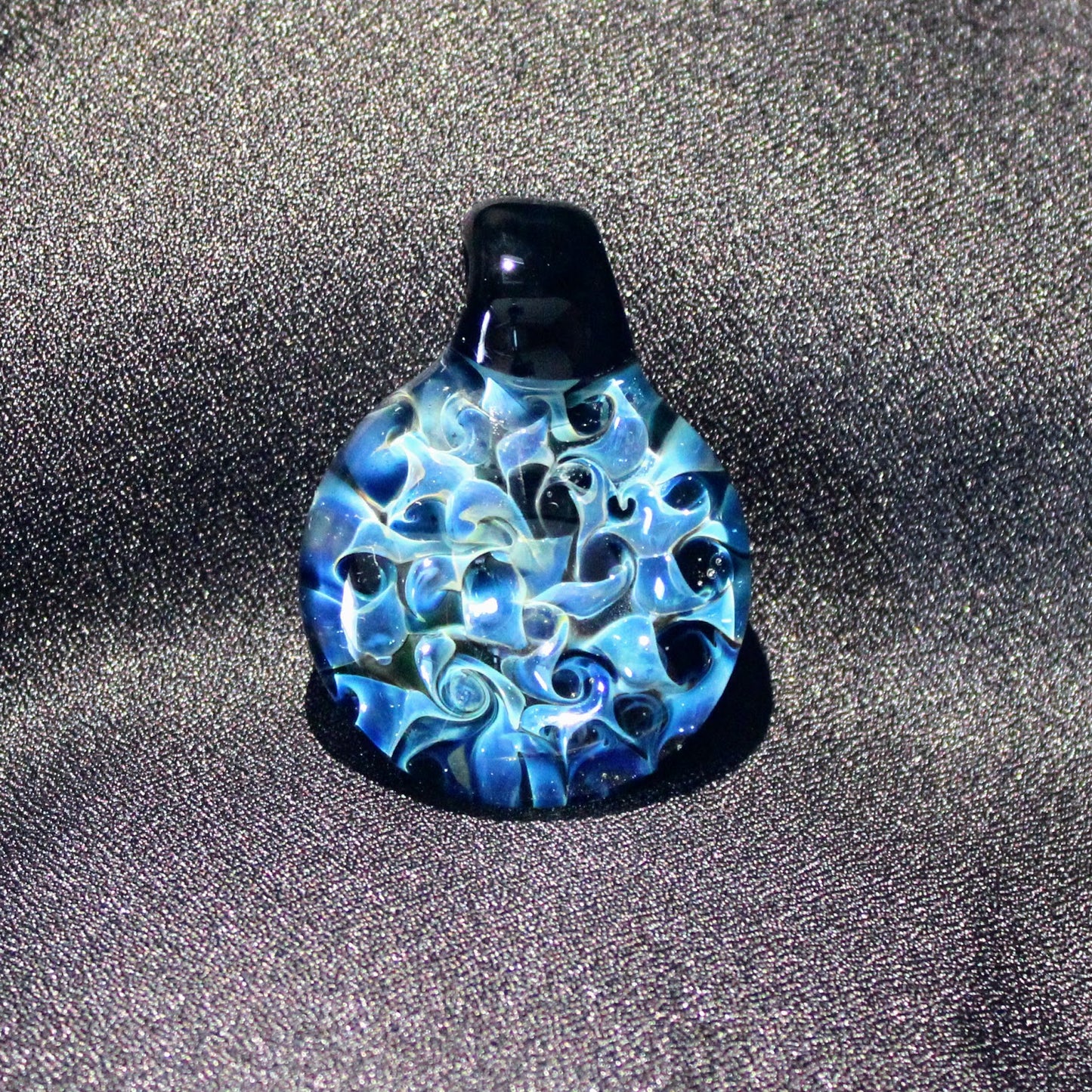 34.5 mm Glass Pez Pendant, .999Silver Fumed