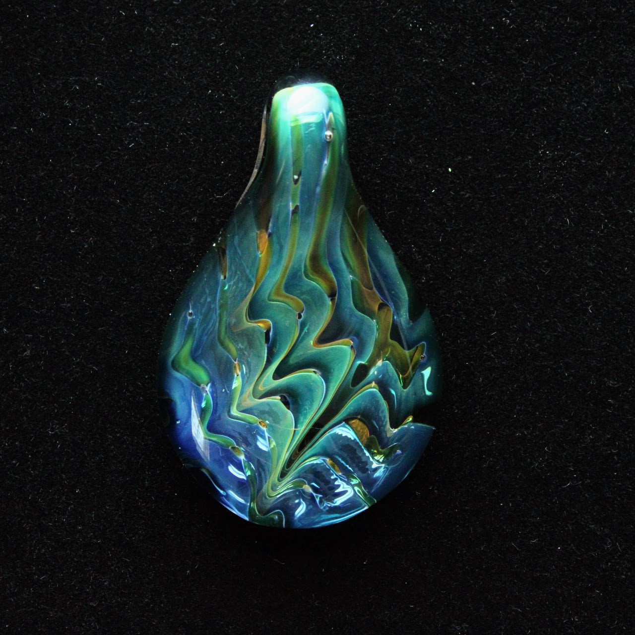 33mm Glass Pez Pendant 24k Gold & .999Silver Fumed