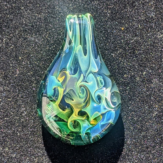 32mm Glass Pez Pendant 24k Gold & .999 Silver Fumed