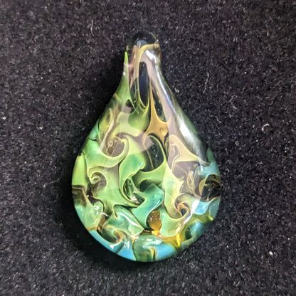 33mm Glass Pez Pendant 24k Gold &  .999 Silver Fumed