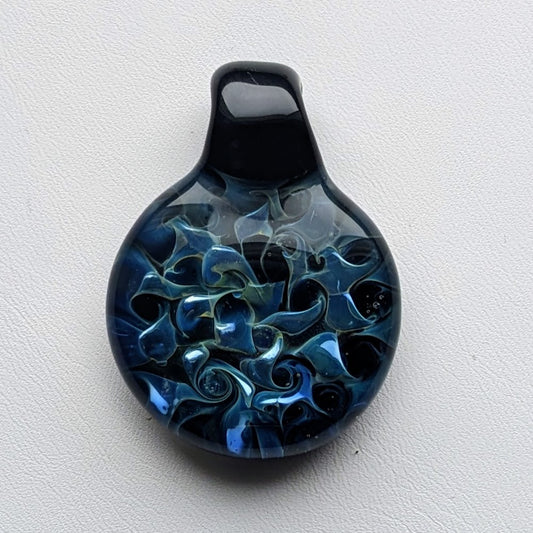 34.5 mm Glass Pez Pendant, .999Silver Fumed